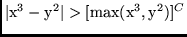 $\vert {\rm x}^3-{\rm y}^2 \vert >[\max({\rm x}^3,{\rm y}^2)]^C$